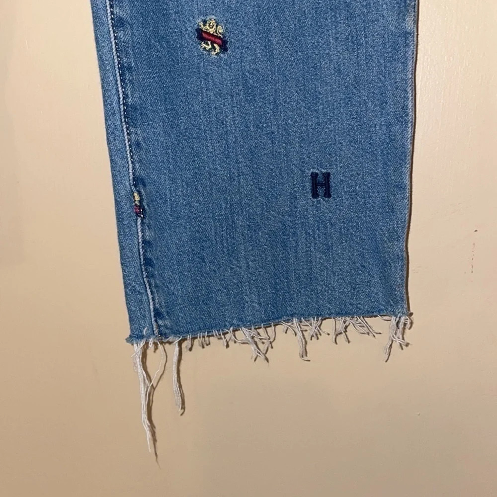 Tommy Hilfiger women’s jeans 10 cropped trend embroider blue red logo new denim - Picture 3 of 9
